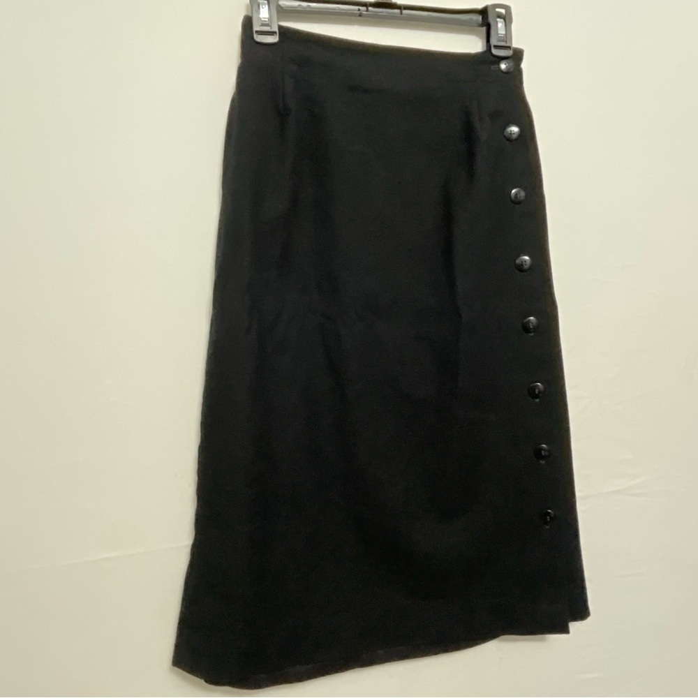 Sir for Her Vintage (Aprox. S see photos Black 100% Pure Wool Midi Skirt)(A184)
